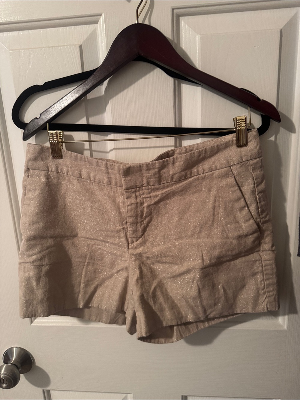 Banana Republic Shimmery Tan Linen-Blend Shorts